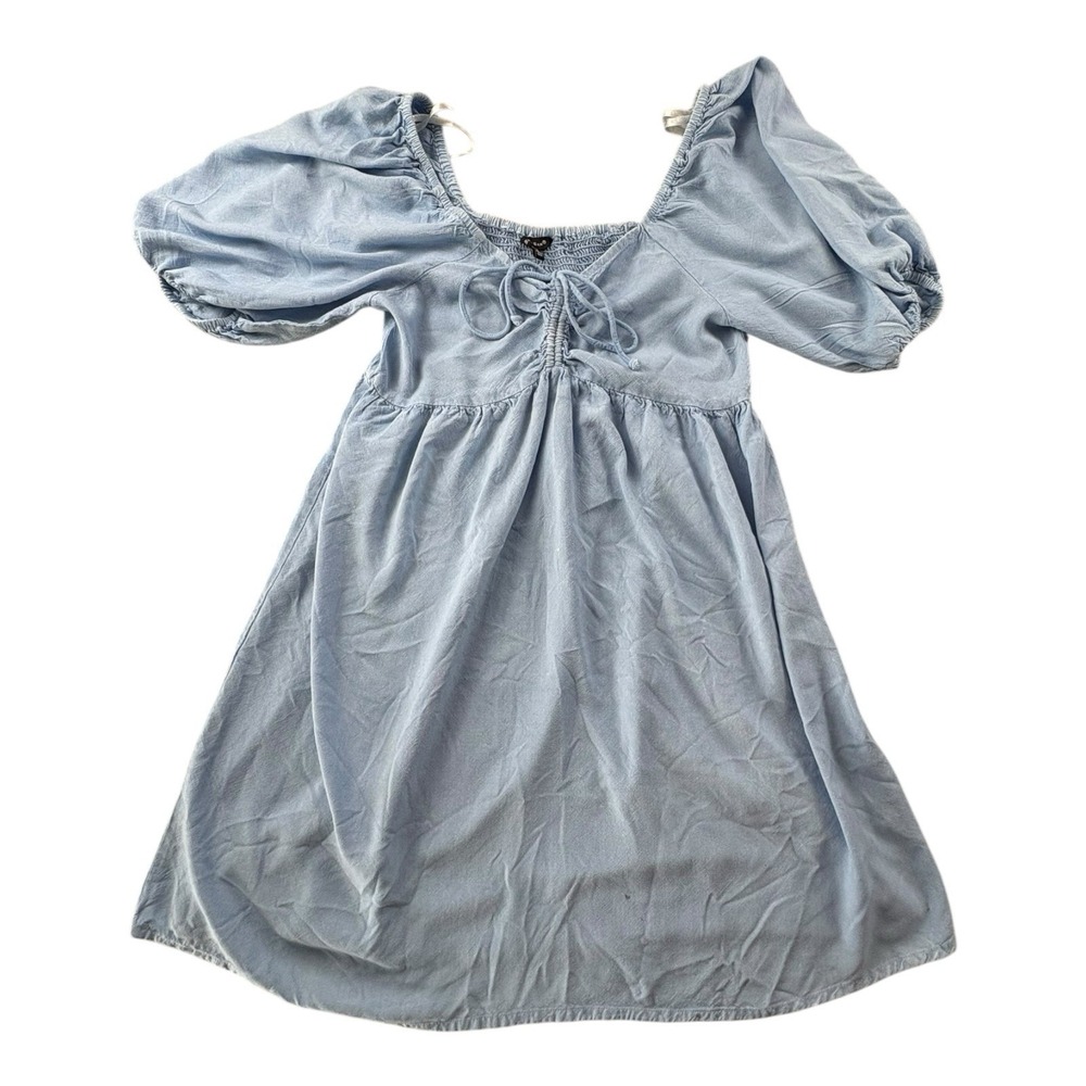 Sim & Sam Blue Puff‎ Sleeve Mini Dress Size M